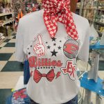 Billies shirt with red checkered bandana, clothing on mannequin